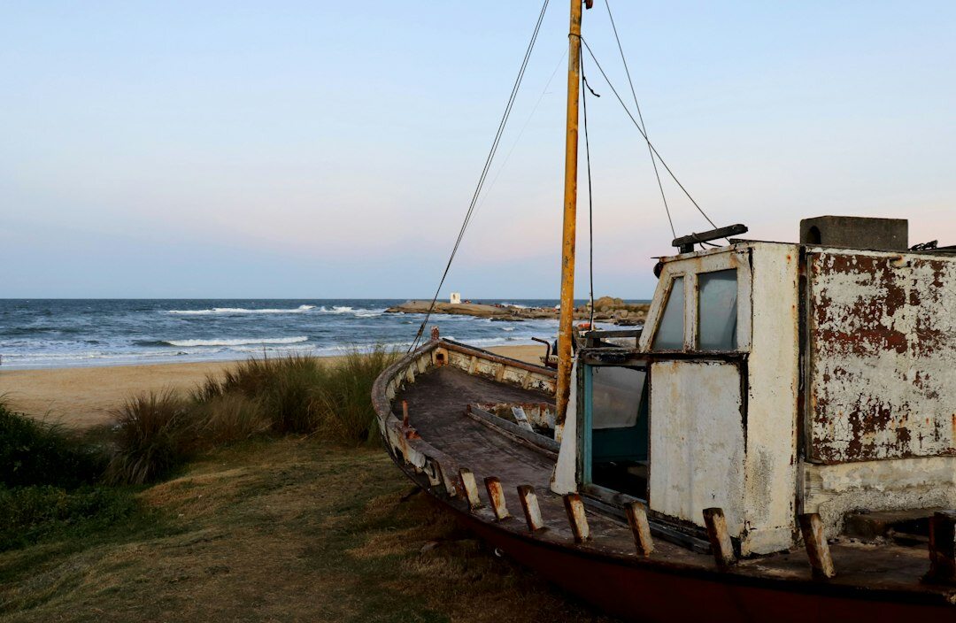 Old lighthouse on the coast of Uruguay at dusk
